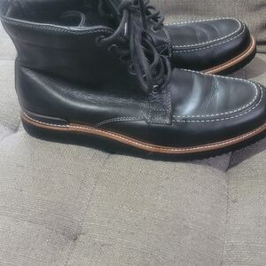 Rockport Black Leather Men's Boots with Brown Accents